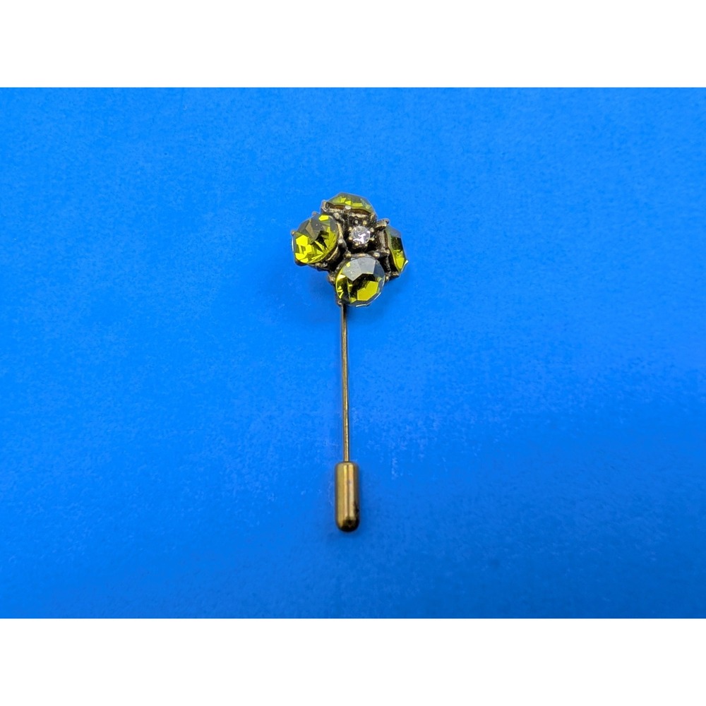 Yosca Copper Tone Rhinestone Brooch Stick Pin